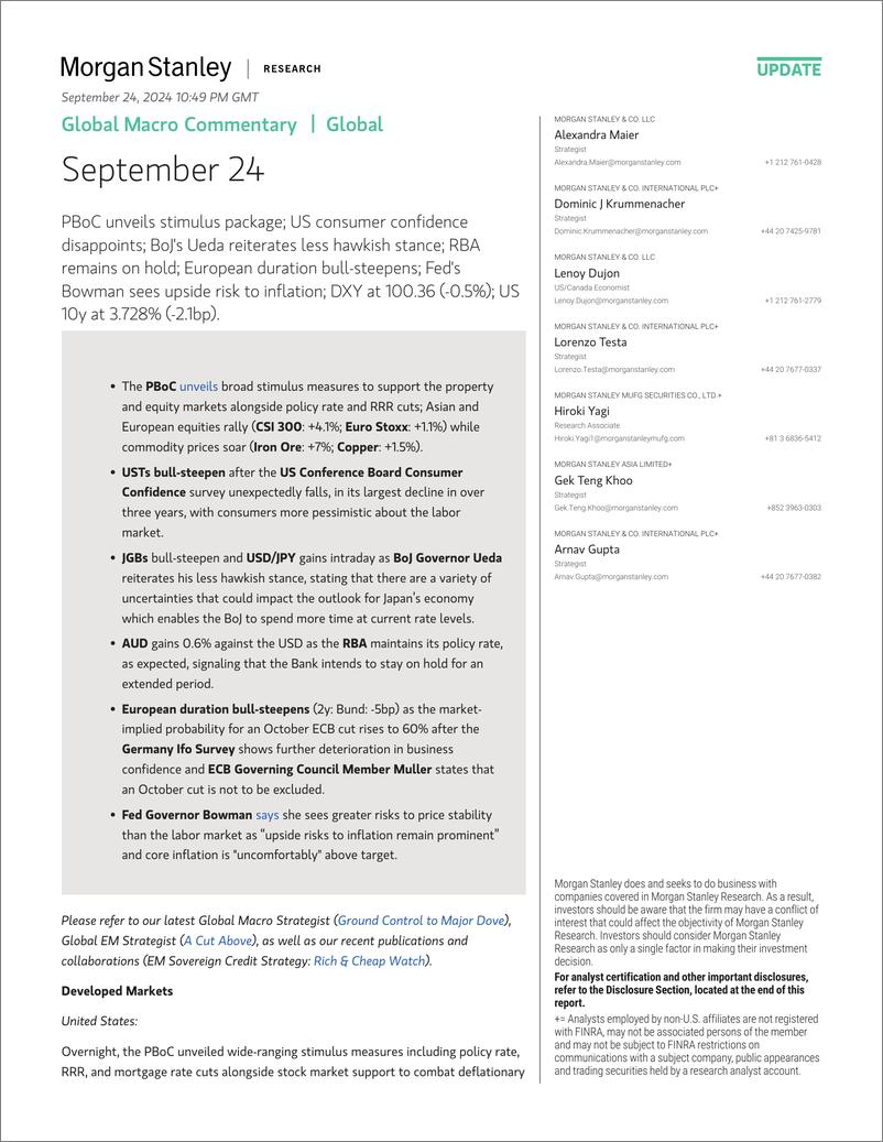 《Morgan Stanley Fixed-Global Macro Commentary September 24-110465540》 - 第1页预览图