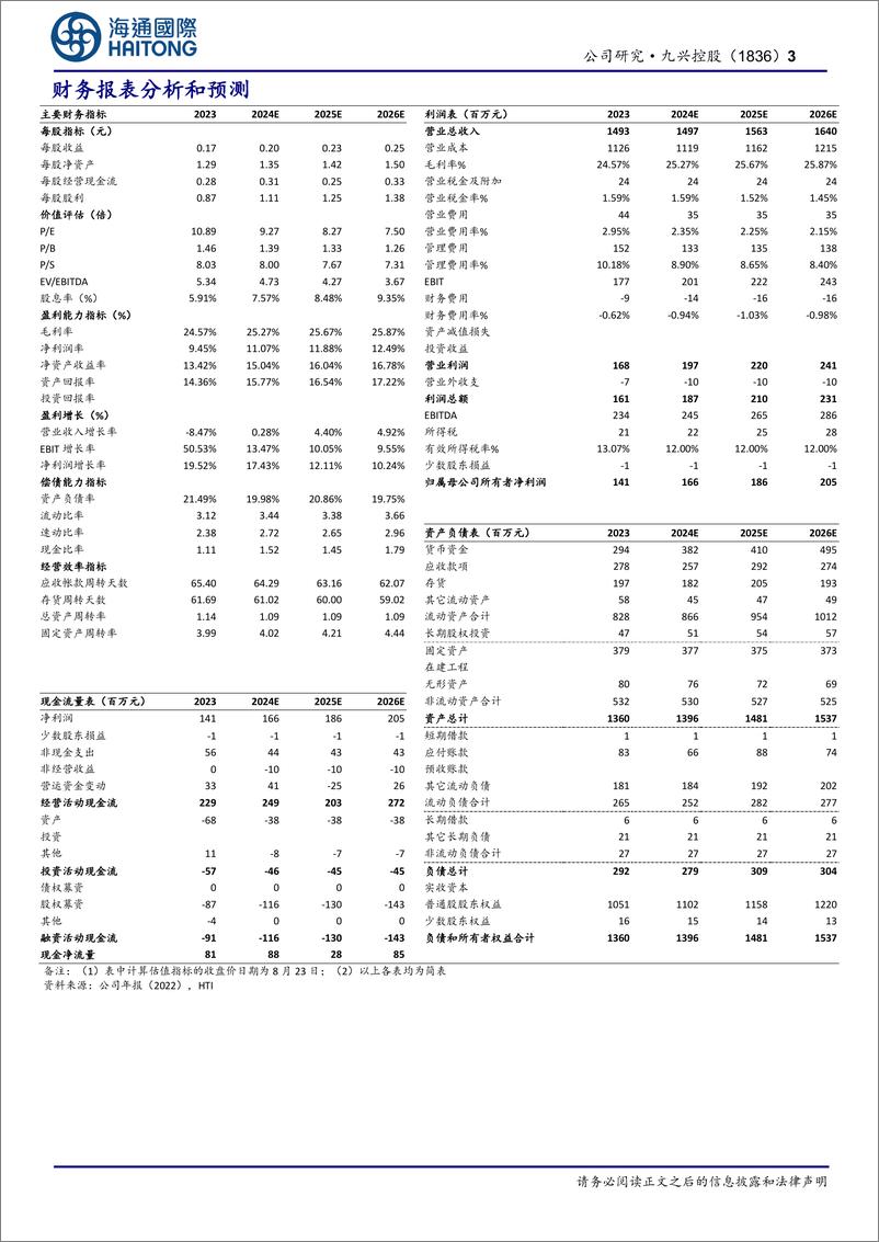 《九兴控股(1836.HK)公司半年报点评：发布3年回购和特别股息方案，9月入港股通在即-240827-海通国际-11页》 - 第3页预览图