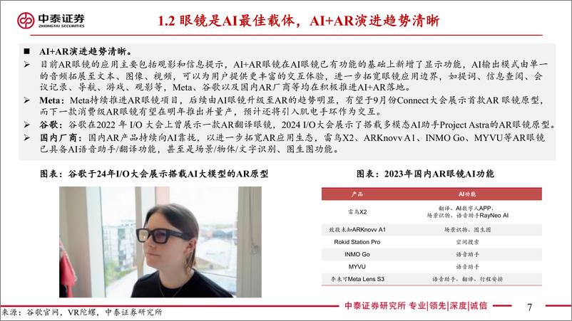 《中泰证券-【中泰电子】AR深度报告：AI落地最佳载体，硬件&生态共驱发展》 - 第7页预览图