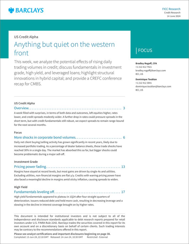 《Barclays_US_Credit_Alpha_Anything_but_quiet_on_the_western_front》 - 第1页预览图