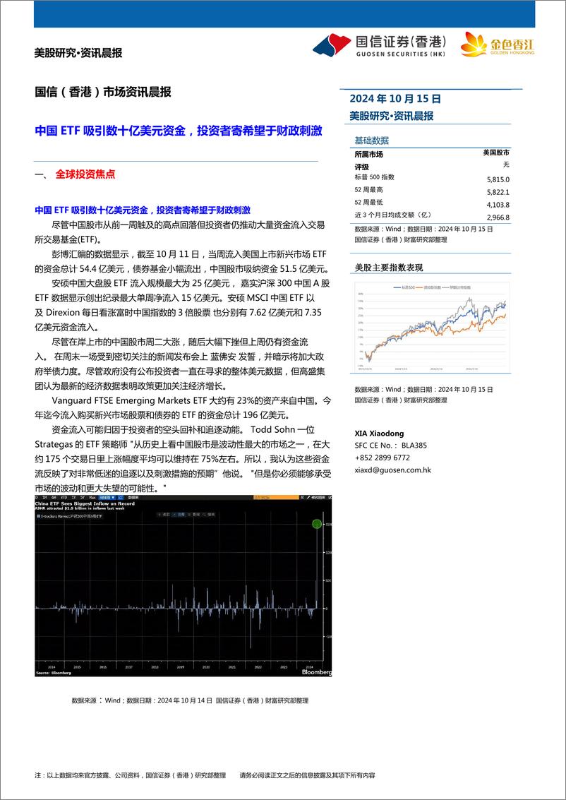 《市场资讯晨报：中国ETF吸引数十亿美元资金，投资者寄希望于财政刺激-241015-国信证券(香港)-13页》 - 第1页预览图