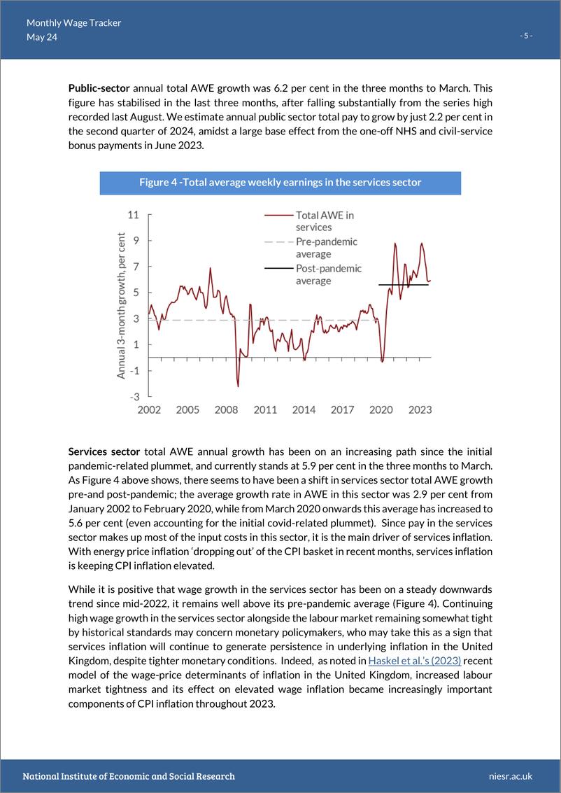 《英国国家经济和社会研究所-月度工资跟踪器-尽管失业率不断上升，但工资增长依然强劲（英）-2024.5-7页》 - 第5页预览图