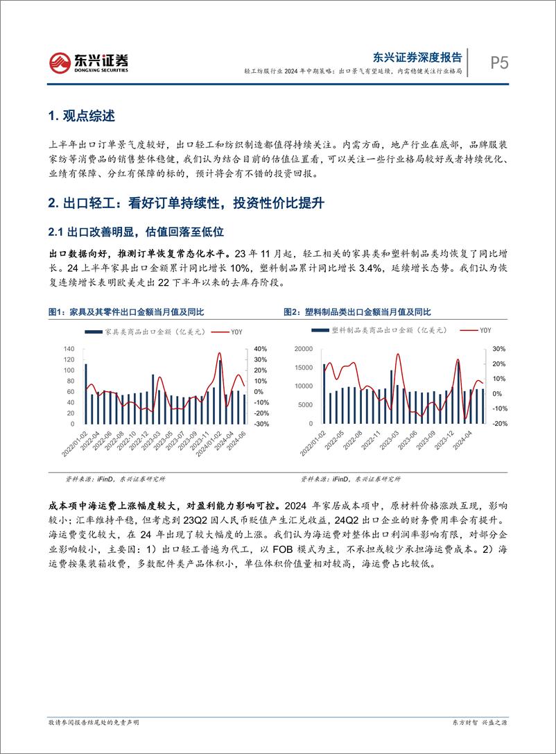 《轻工纺服行业2024年中期策略：出口景气有望延续，内需稳健关注行业格局-240731-东兴证券-21页》 - 第5页预览图