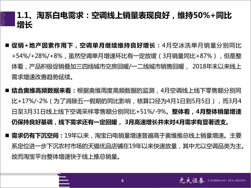 《家电行业2019年4月淘宝数据跟踪与解读：空调销量增速维持50%+，美的米家份额走强-20190512-光大证券-27页》 - 第7页预览图