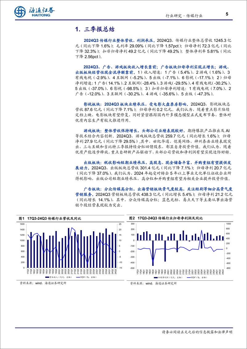 《传媒行业月报-11月报：重视文化强国大Beta，AI应用、并购重组、出海仍为主线-241104-海通证券-11页》 - 第5页预览图