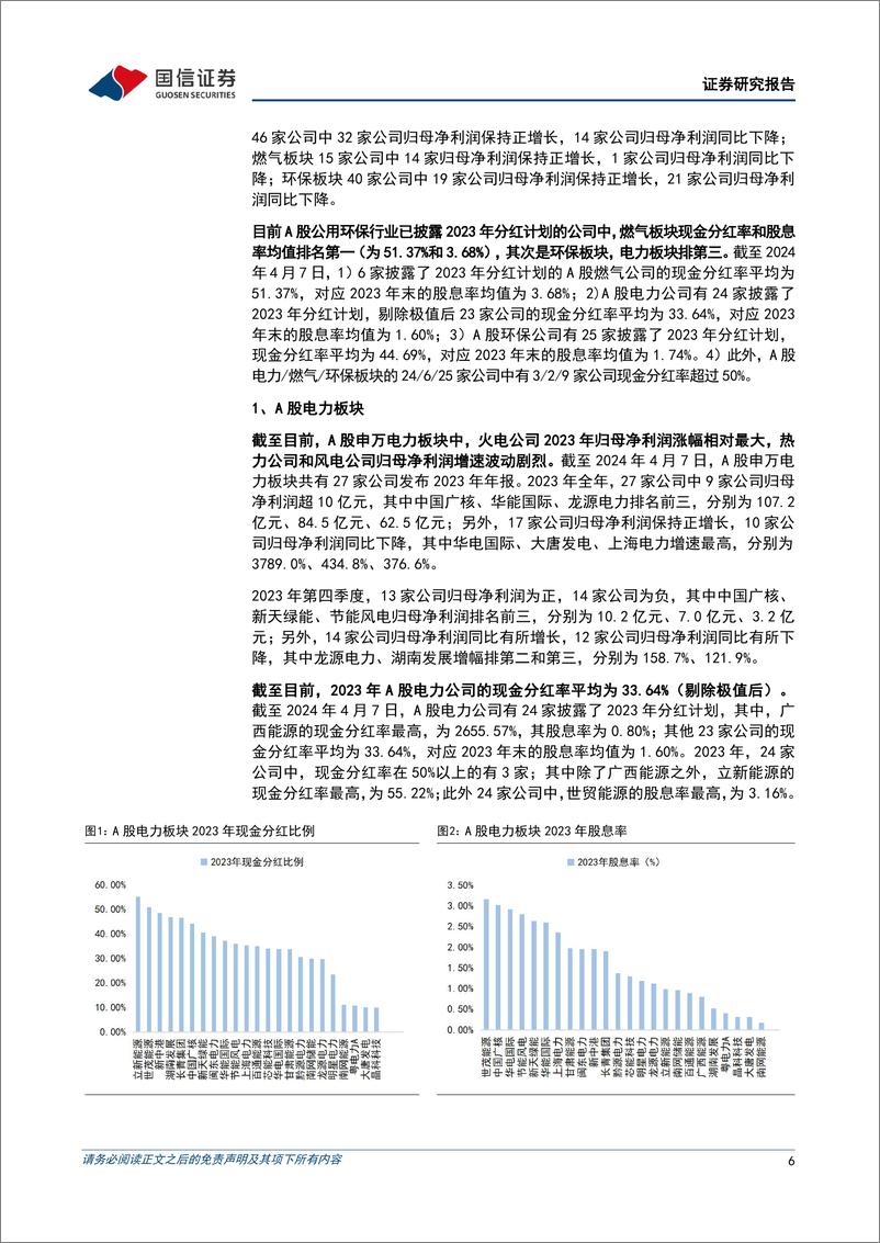 《公用环保2024年4月投资策略：国家推动农村风电开发，公用事业板块继续展现高业绩确定性-240408-国信证券-32页》 - 第6页预览图