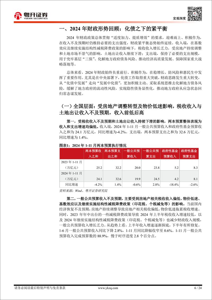 《【粤开宏观】2024年财政债务形势回顾与2025年展望：化债突破之年-241225-粤开证券-24页》 - 第6页预览图