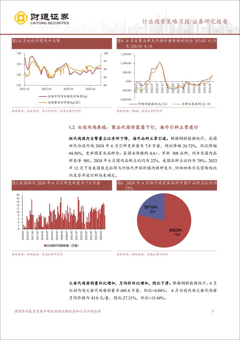 《农林牧渔行业6月畜禽养殖跟踪月报：猪价整体向上，毛鸡价格触底反弹-240716-财通证券-11页》 - 第5页预览图