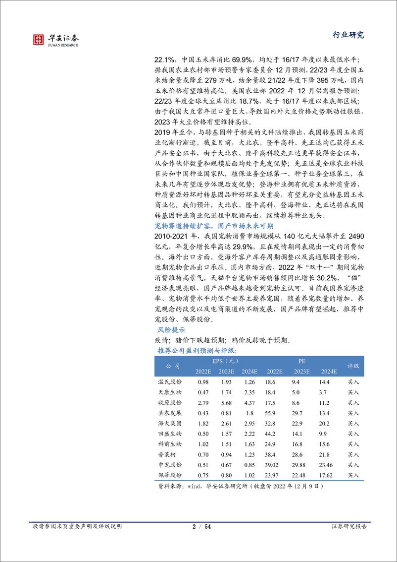 《农林牧渔行业深度报告：生猪养殖股配置正当时，多个细分板块景气回升-20221212-华安证券-54页》 - 第3页预览图