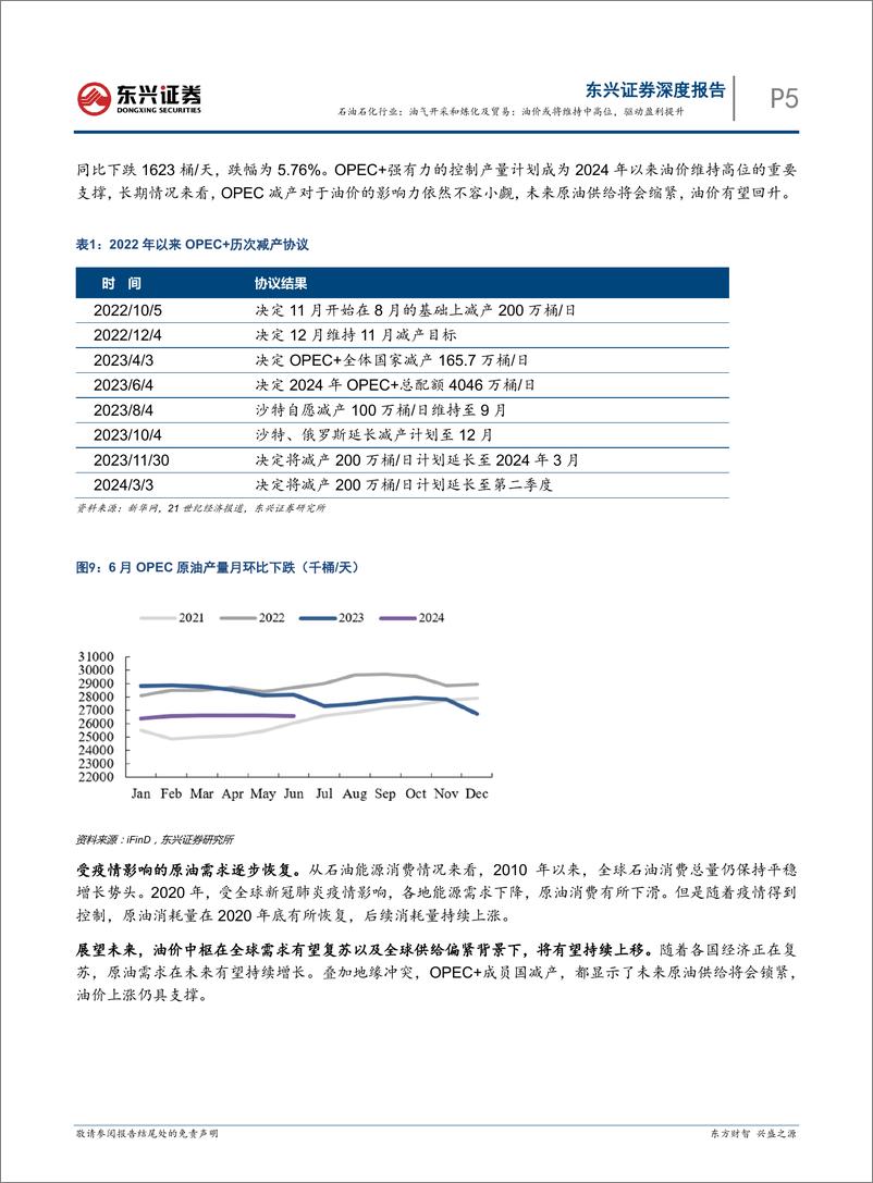 《石油化工行业报告-油气开采和炼化及贸易：油价或将维持中高位，驱动盈利提升-240828-东兴证券-12页》 - 第5页预览图