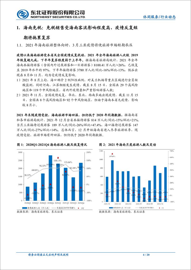 《休闲服务行业免税月报2022年3月：疫情反复影响海南客流，离岛免税短期承压-20220315-东北证券-20页》 - 第5页预览图