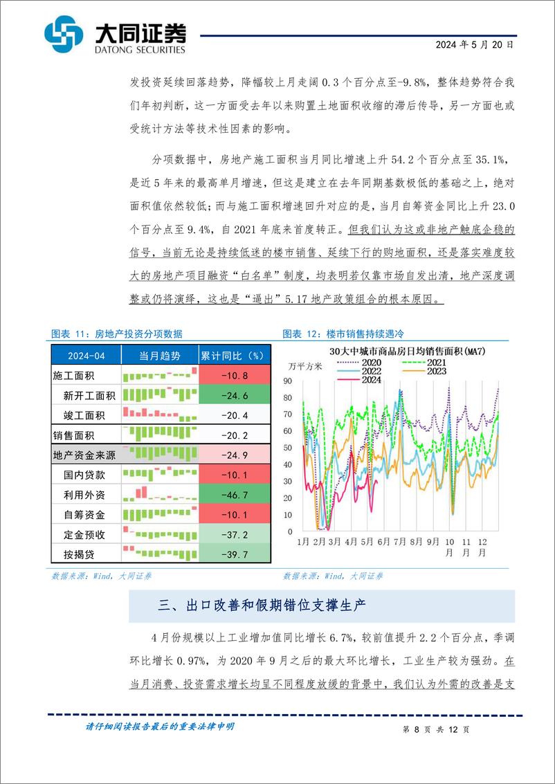 《4月份经济数据及517地产政策解读：扩内需重在稳地产，政策加码多管齐下-240520-大同证券-12页》 - 第8页预览图