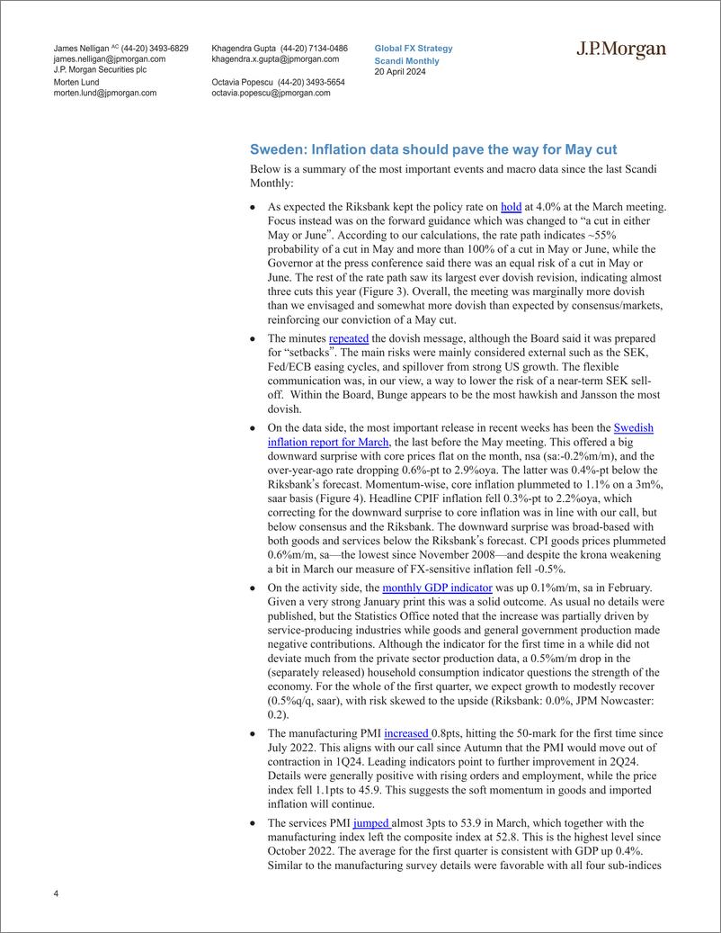 《JPMorgan Econ  FI-Scandi Monthly Outside Influence-107709814》 - 第4页预览图