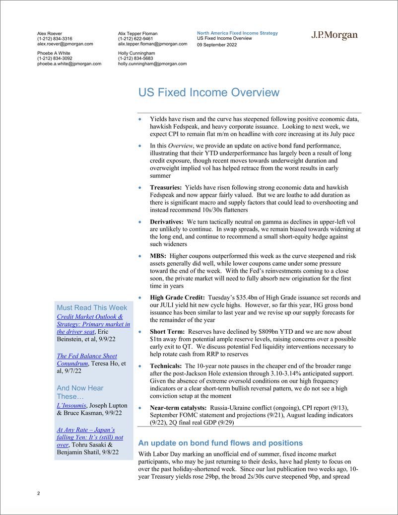 《JPUS Fixed Income Overview An update on bond fund flows and position20220909》 - 第3页预览图