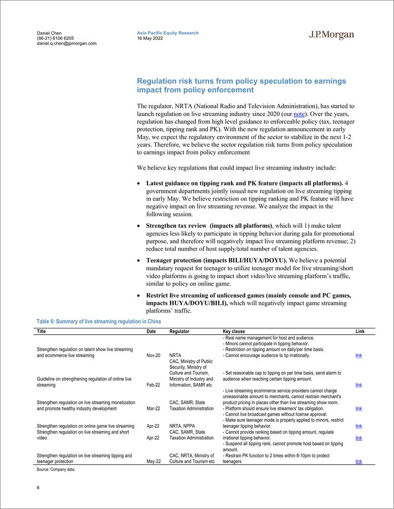 《J.P. 摩根-中国流媒体行业-2022年可能是行业收入下降的第一年；尽管估值较低，但要扭亏为盈还为时过早-2022.5.16-36页》 - 第7页预览图