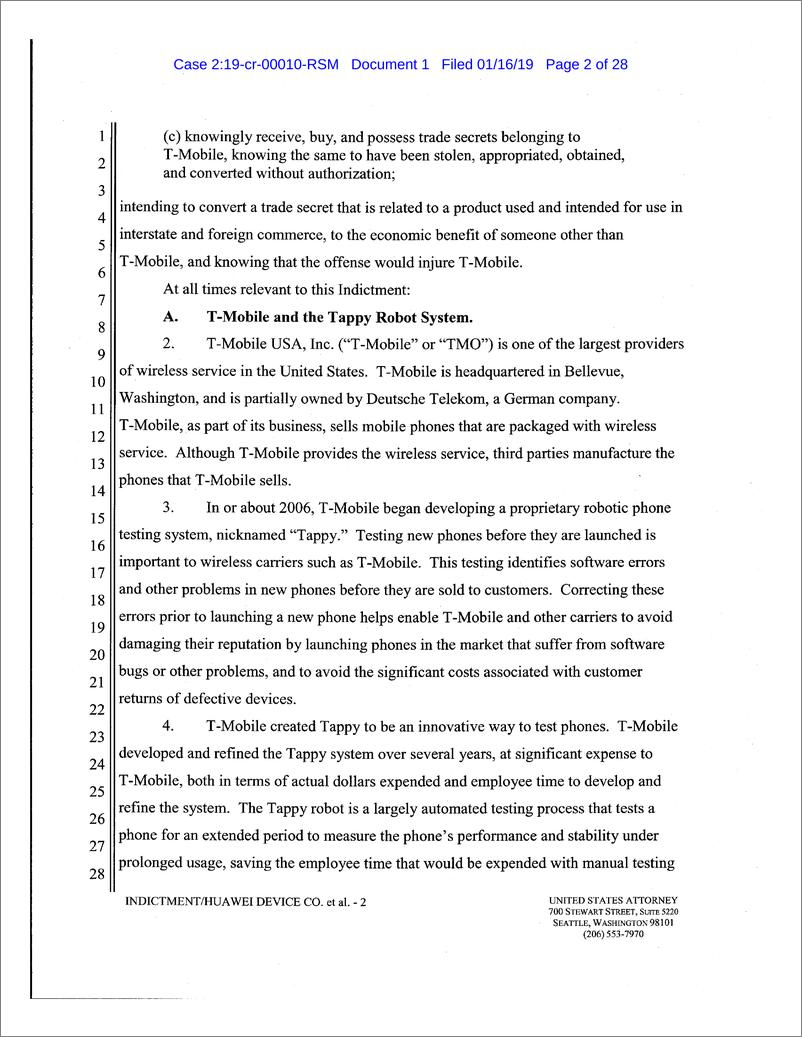 《美国司法部在华盛顿起诉华为的起诉书（英文）-2019.1-28页》 - 第3页预览图