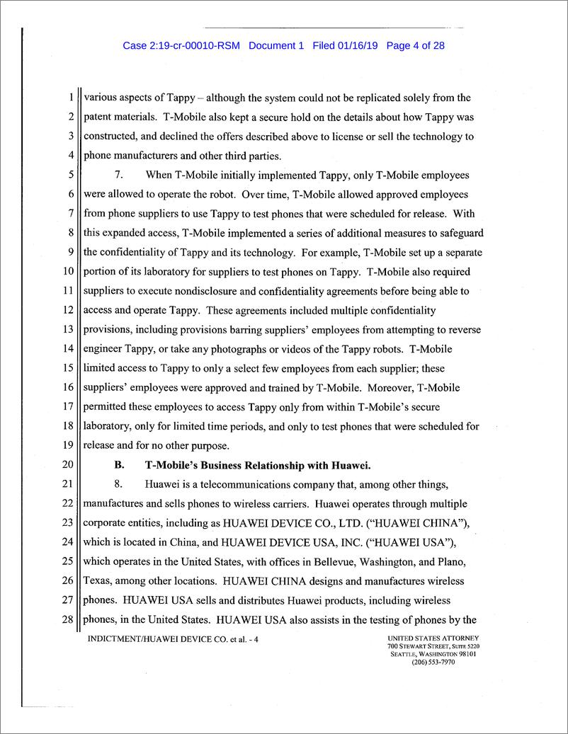 《美国司法部在华盛顿起诉华为的起诉书（英文）-2019.1-28页》 - 第5页预览图