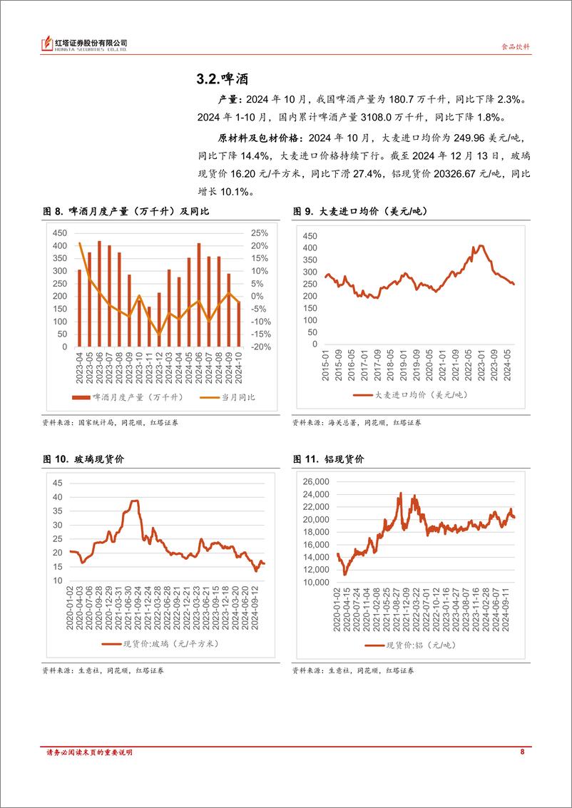 《食品饮料行业月报：汾酒召开年度经销商大会，中炬无偿受让厨邦少数股权-241216-红塔证券-10页》 - 第8页预览图