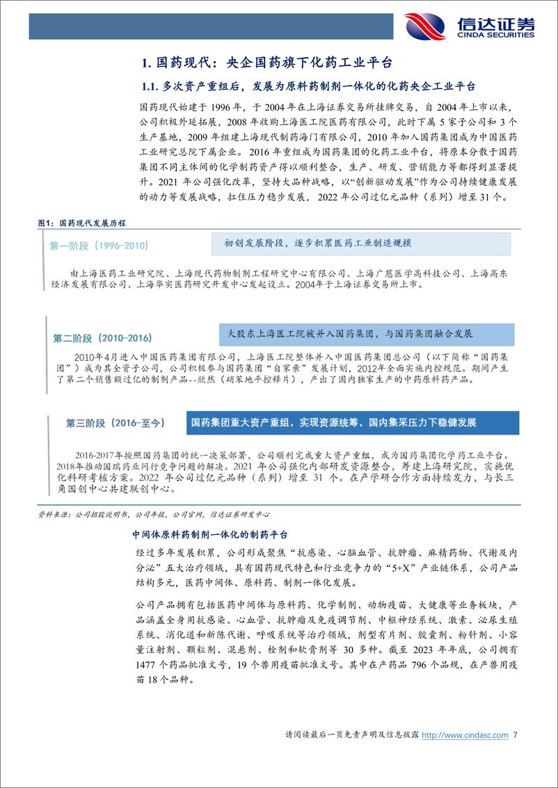 《信达证券-国药现代-600420-公司深度报告：原料药制剂一体化央企化药平台，改革提效盈利能力有望提升》 - 第7页预览图