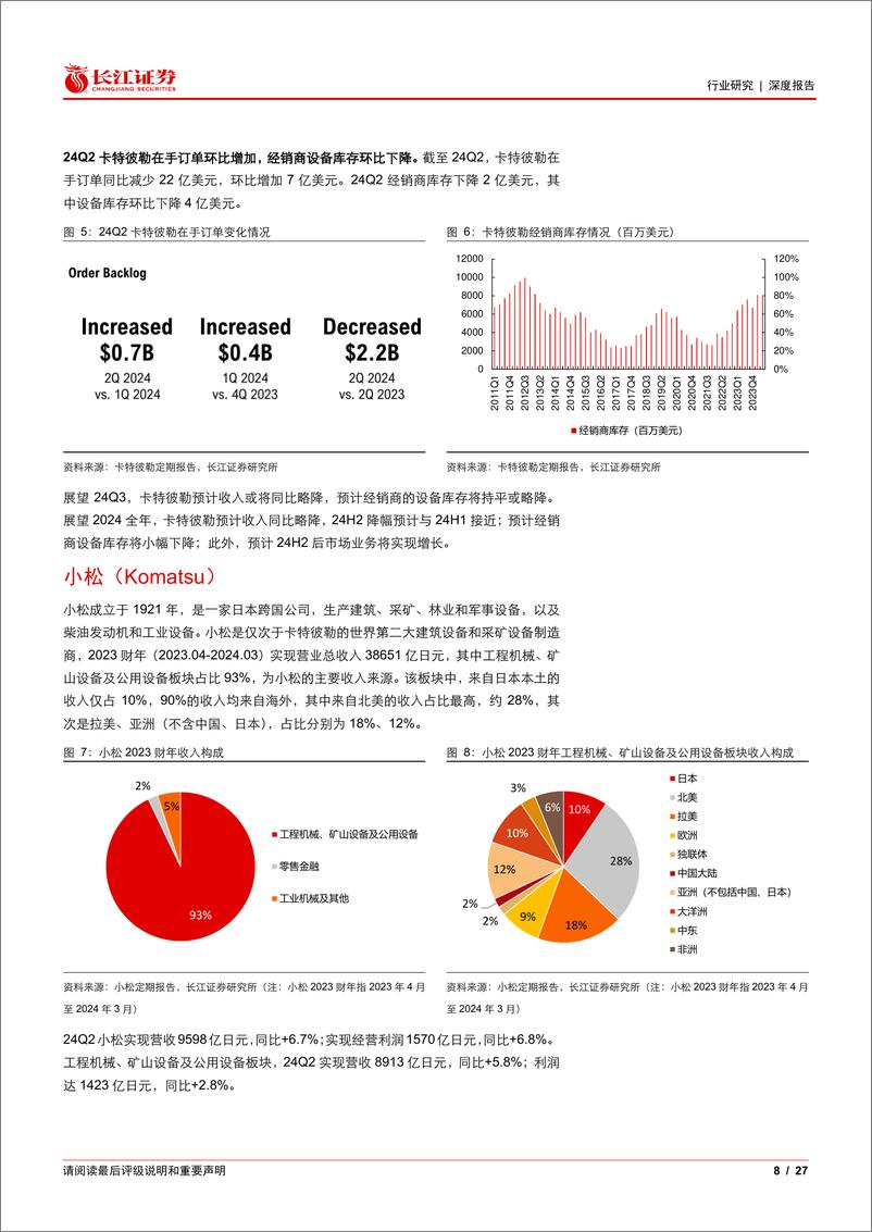 《工程机械行业海外景气跟踪：基于海外龙头季报及海关数据-240811-长江证券-27页》 - 第8页预览图