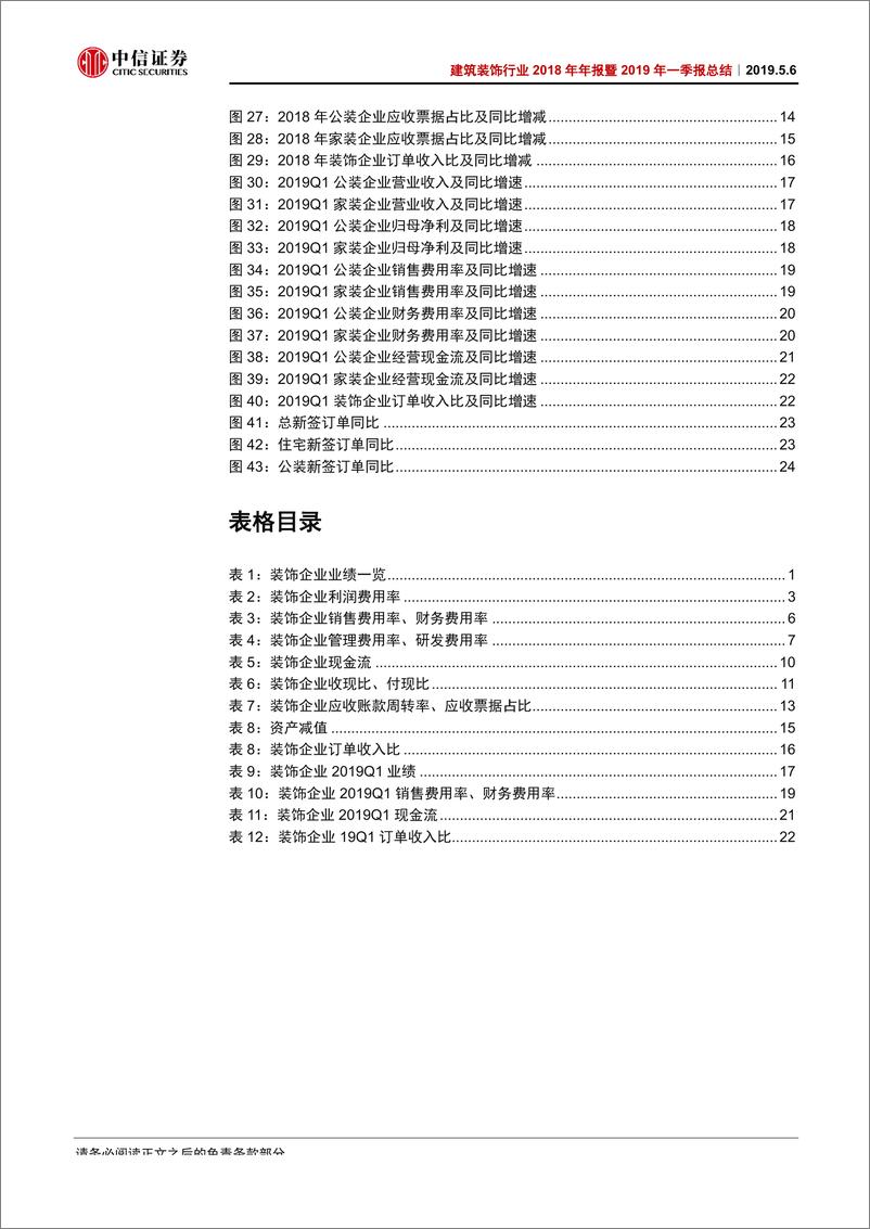 《建筑装饰行业2018年年报暨2019年一季报总结：费用上升、资产减值侵蚀业绩；2019受益地产回暖-20190506-中信证券-29页》 - 第4页预览图