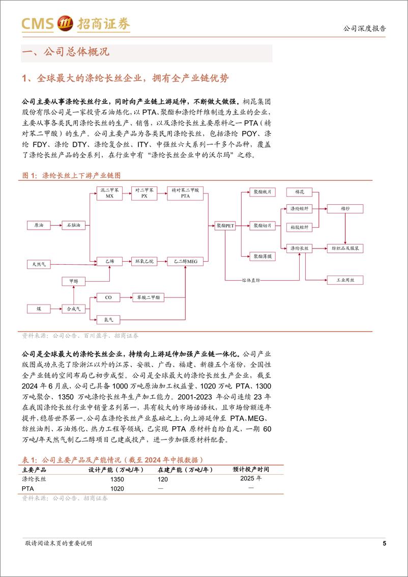 《桐昆股份(601233)全球最大的涤纶长丝企业，布局炼化项目成长空间大-241127-招商证券-20页》 - 第5页预览图