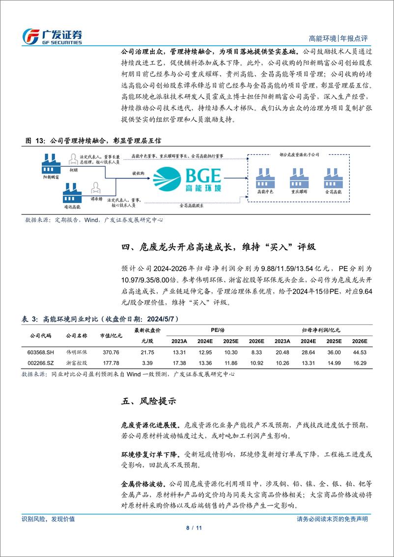 《高能环境(603588)年报点评：鑫科项目全线贯通，期待产能爬坡改善盈利-240507-广发证券-11页》 - 第8页预览图