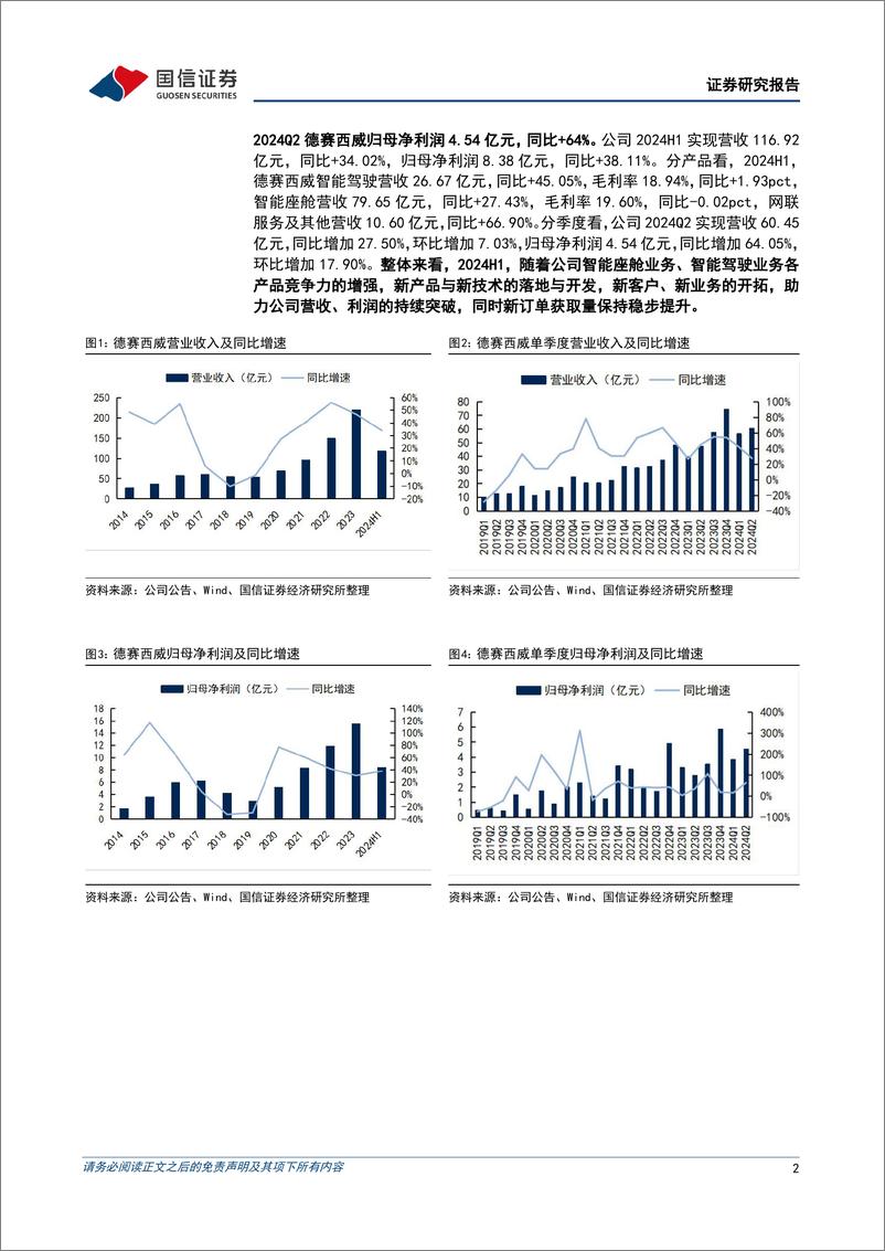 《德赛西威(002920)单二季度净利润同比增长64%25，域控制器持续放量-240821-国信证券-15页》 - 第2页预览图