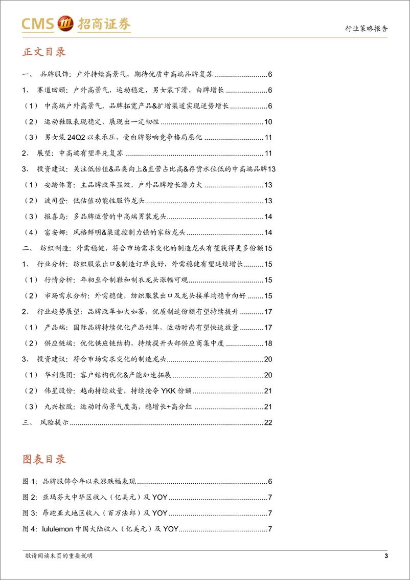 《纺织服装行业2025年度策略报告：出口制造景气延续，品牌服饰分化加剧-招商证券-241219-23页》 - 第3页预览图