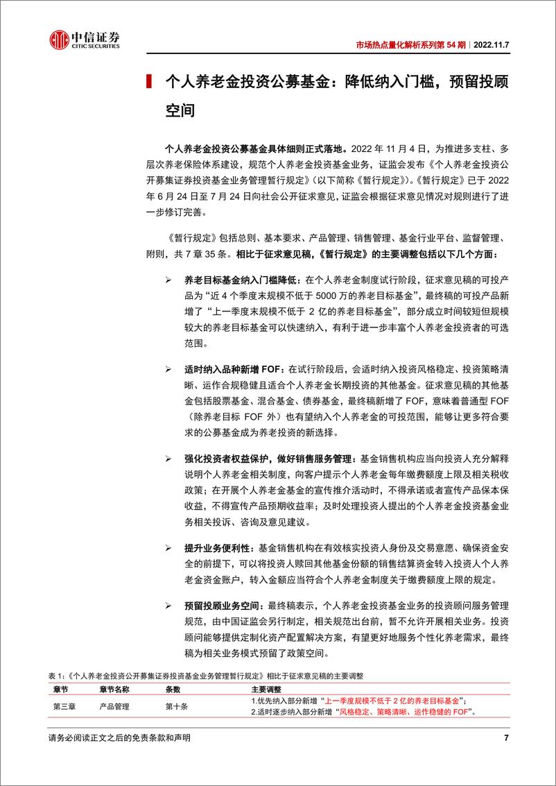 《市场热点量化解析系列第54期：个人养老金投资公募基金，降低纳入门槛，预留投顾空间-20221107-中信证券-23页》 - 第8页预览图