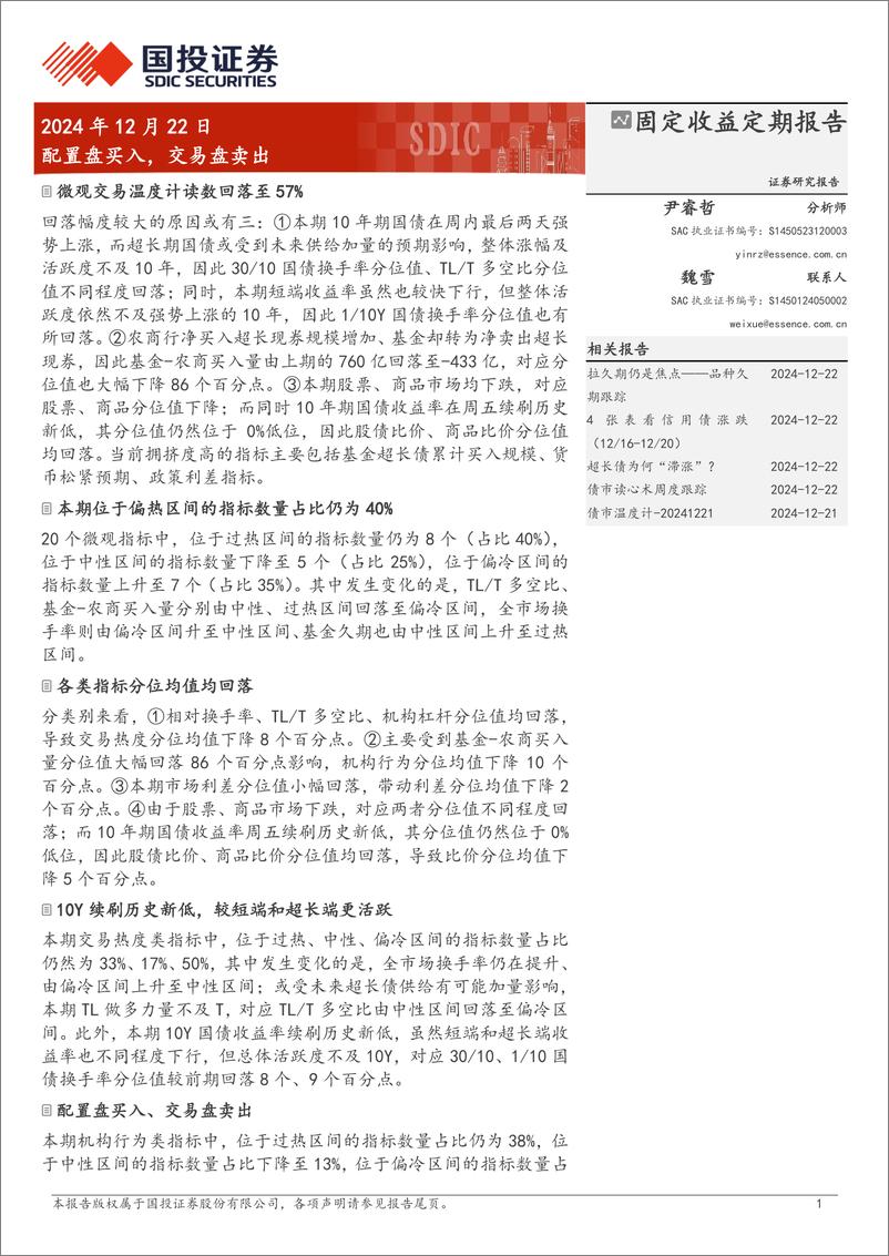 《配置盘买入，交易盘卖出-241222-国投证券-10页》 - 第1页预览图