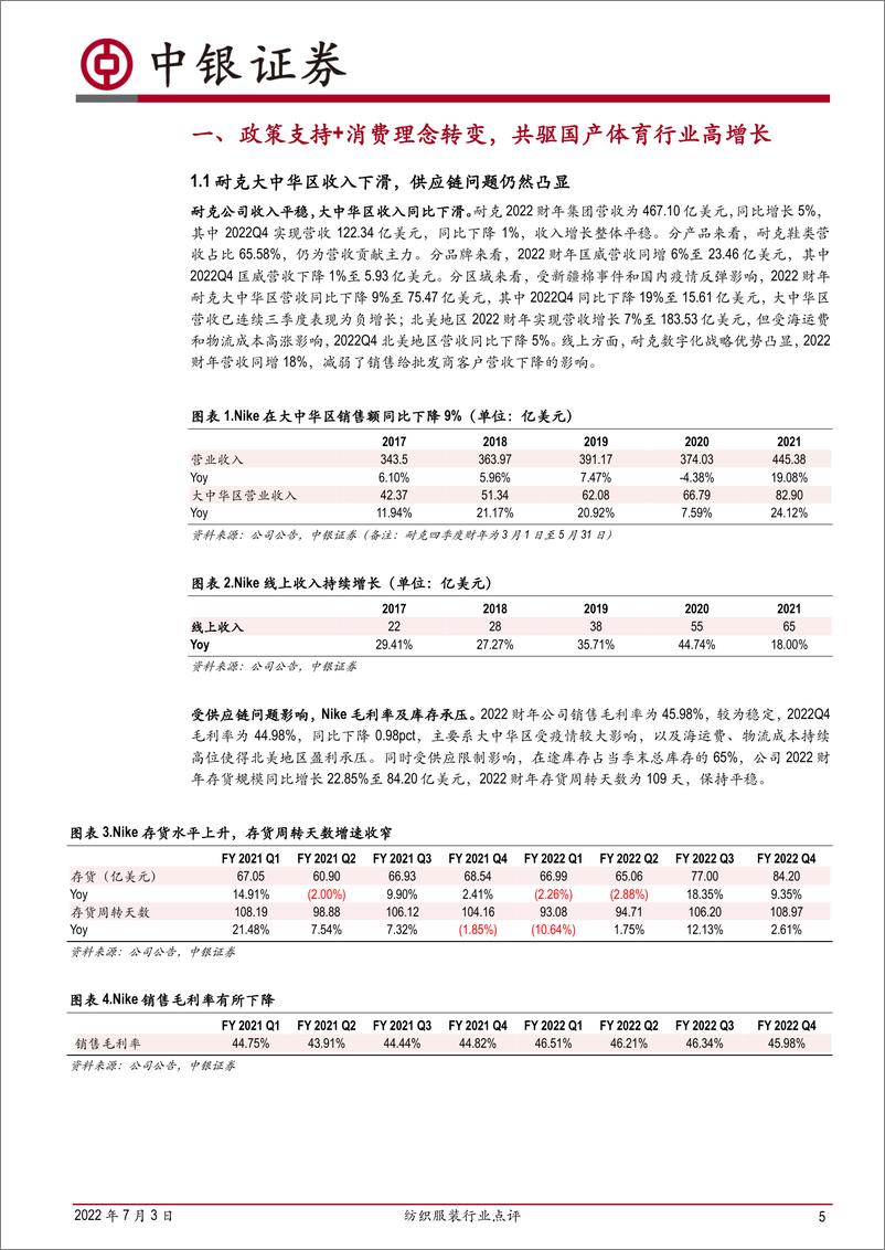 《纺织服装行业点评：国产体育竞争力加强，海外大牌业绩承压-20220703-中银国际-25页》 - 第6页预览图