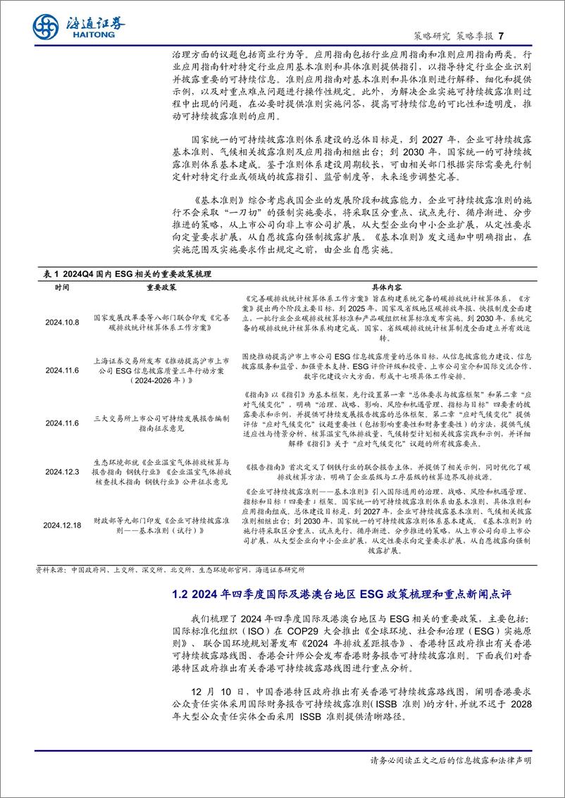 《策略季报：统一可持续披露准则体系建设拉开序幕-250108-海通证券-20页》 - 第7页预览图