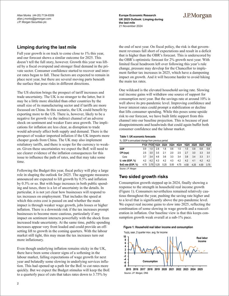 《JPMorgan Econ  FI-UK 2025 Outlook Limping during the last mile-111735290》 - 第2页预览图