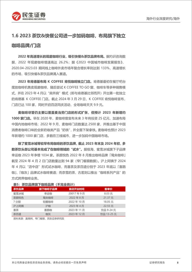 《民生证券-新消费研究之咖啡系列报告：咖啡研究的年度复盘及探讨：何时进入稳态？》 - 第8页预览图