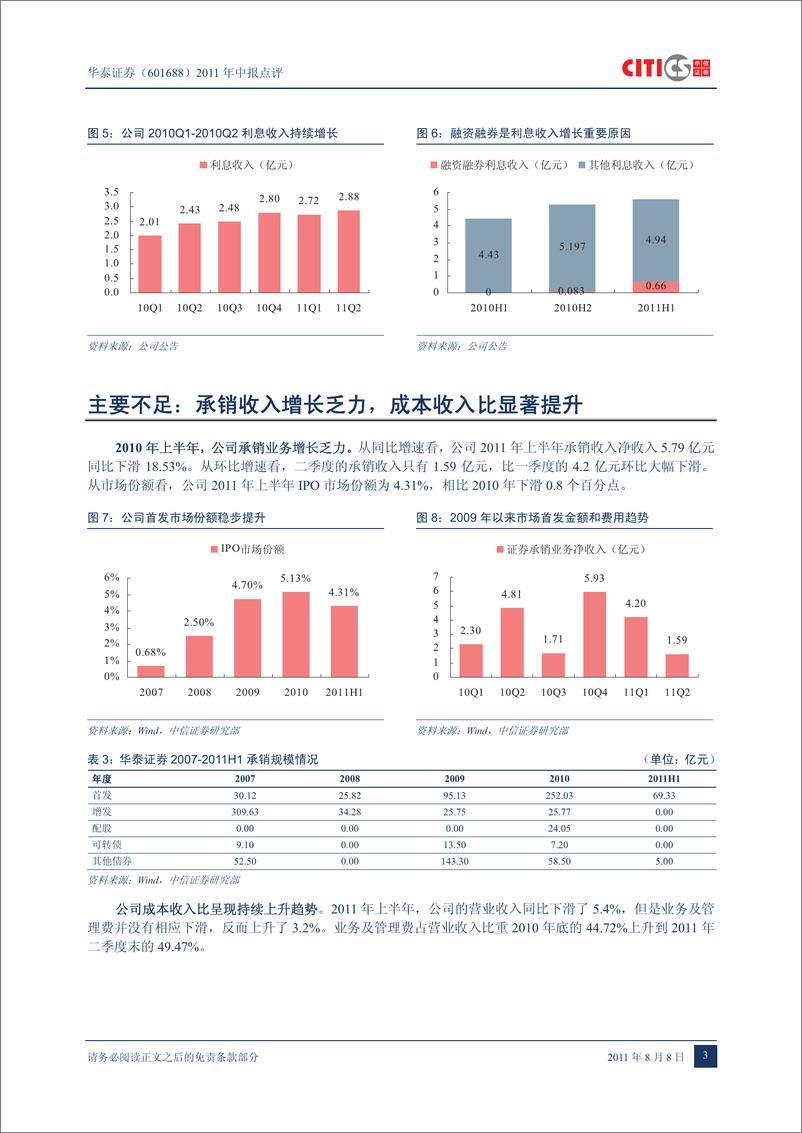 《华泰证券（中信证券）-中报点评-2011年中报点评：经纪和承销双降，环比业绩见底-110808》 - 第6页预览图