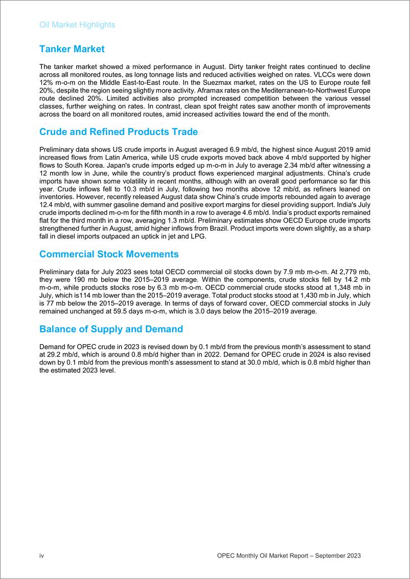 《OPEC+石油市场月度报告（2023年9月）-英-92页》 - 第7页预览图