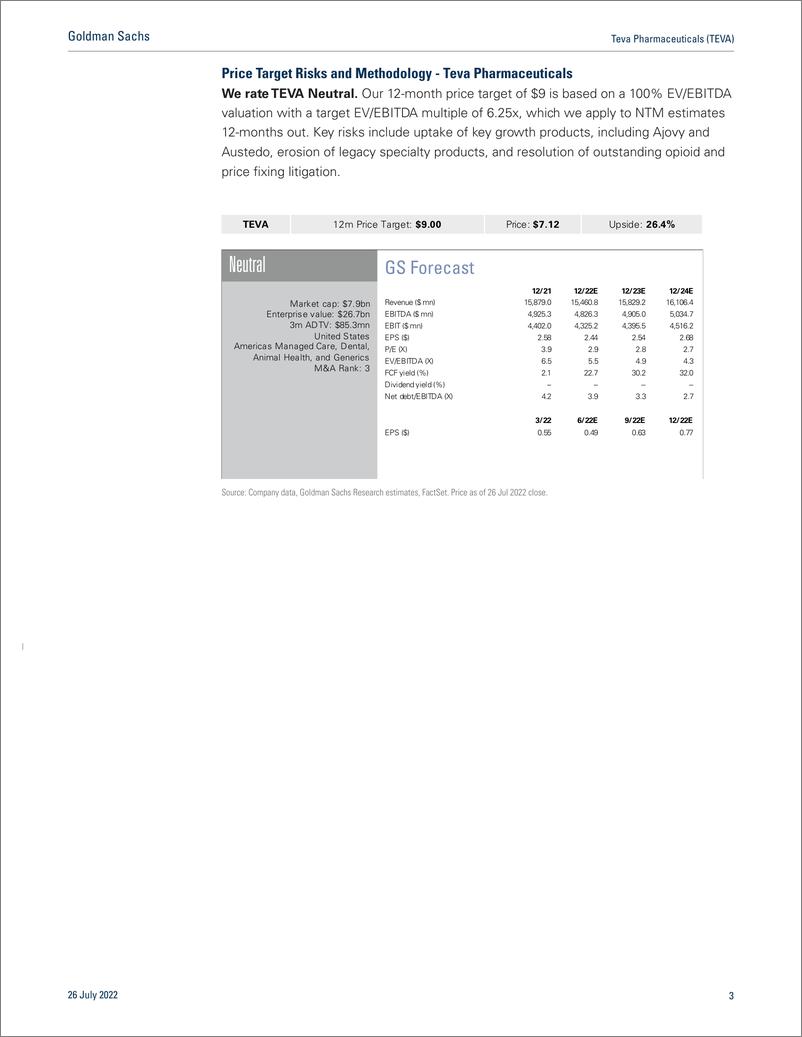 《Teva Pharmaceuticals (TEVA First Tak Opioid settlement agreement consistent with our expected range, new LT targets to come(1)》 - 第4页预览图