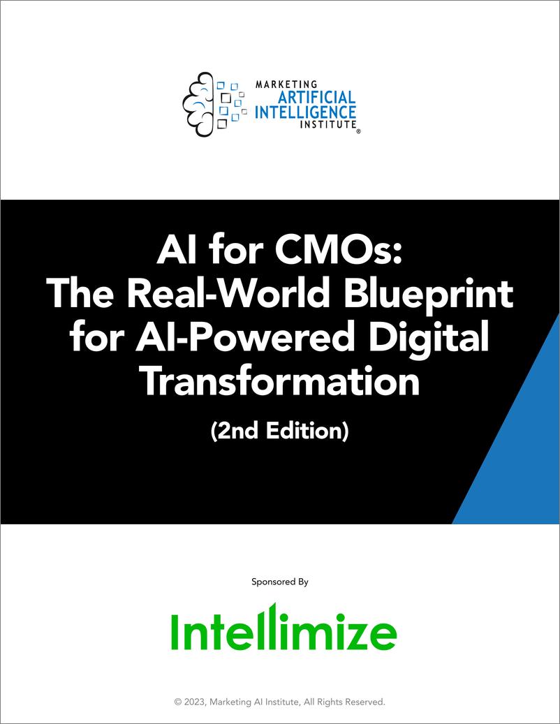 《Marketing AI Institute：2023人工智能与首席营销官（CMO）：AI驱动的真实世界的数字化转型蓝图报告（英文版）》 - 第1页预览图