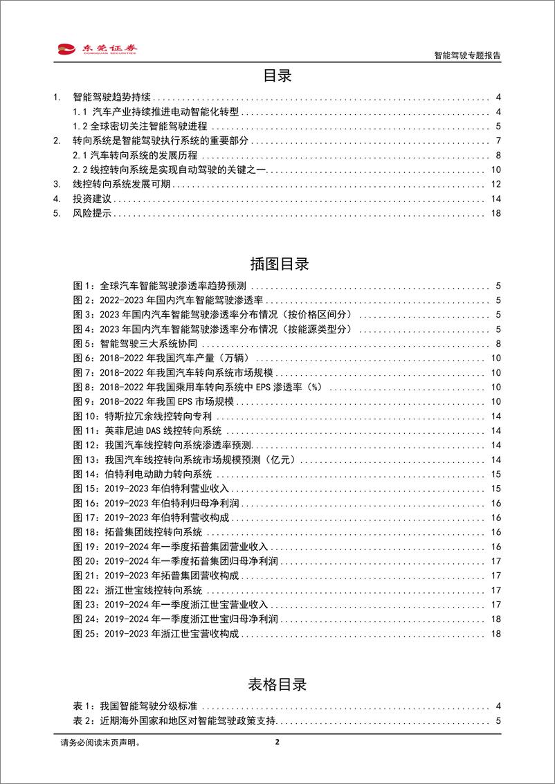 《东莞证券-智能驾驶专题报告：智能驾驶逐步升级，线控转向有望加速发展》 - 第2页预览图