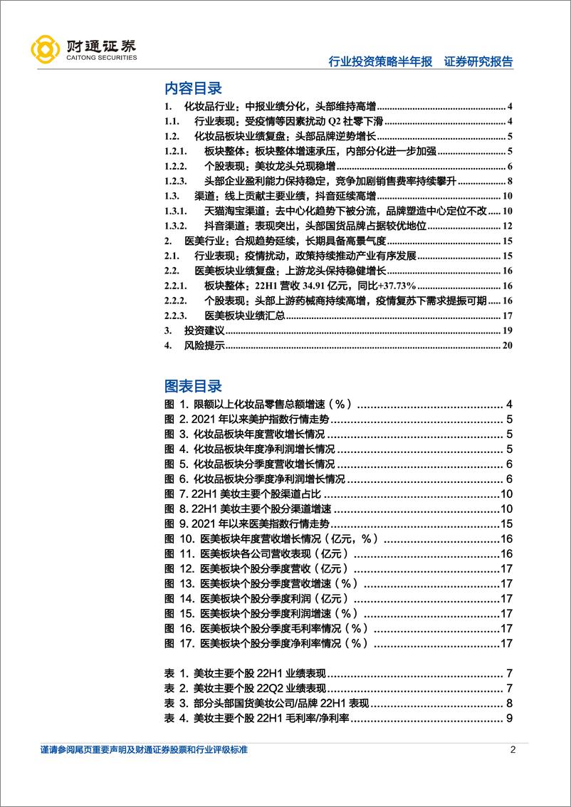 《化妆品及医美行业2022年中报总结：行业持续分化，龙头企业彰显经营韧性-20220907-财通证券-21页》 - 第3页预览图