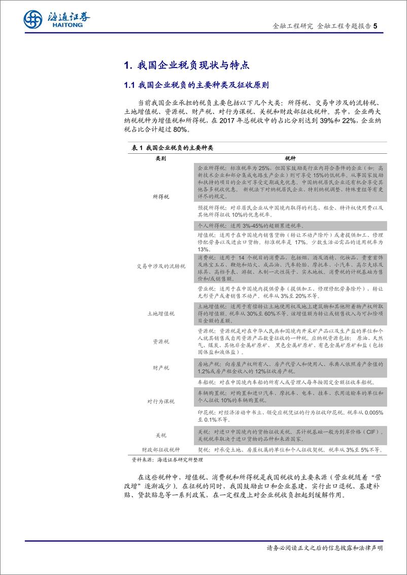 《海通证2018091海通证券量化宏观策略分析（一）：中国企业的税收负担及其对上市公司投资价值的影响》 - 第5页预览图