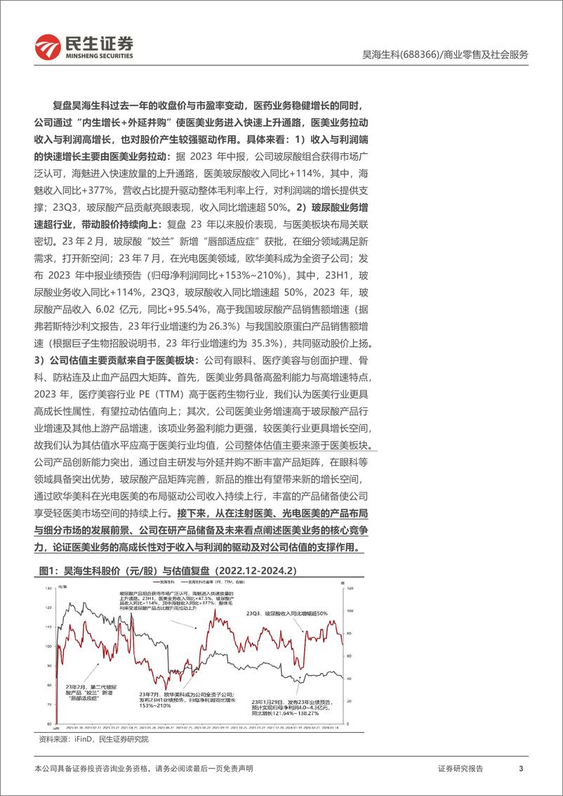 《昊海生科(688366)深度报告：“并购%2b研发”助推医美业务再上新台阶-240513-民生证券-23页》 - 第3页预览图