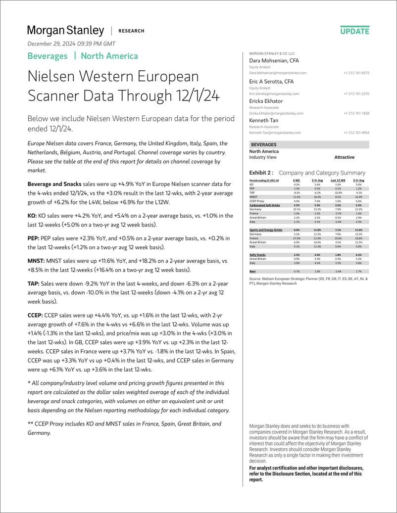 《Morgan Stanley-Beverages Nielsen Western European Scanner Data Through 12...-112478096》 - 第1页预览图