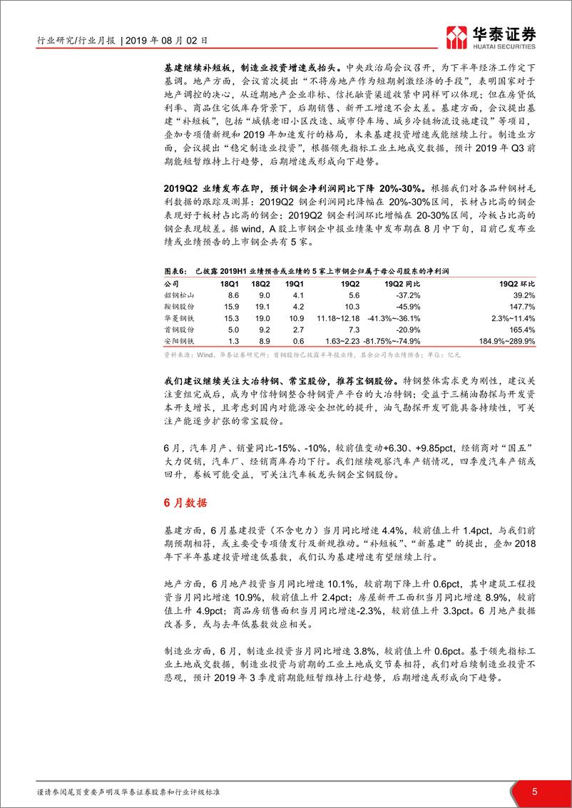 《钢铁行业月报：7月建筑用钢需求增速回落-20190802-华泰证券-28页》 - 第5页预览图