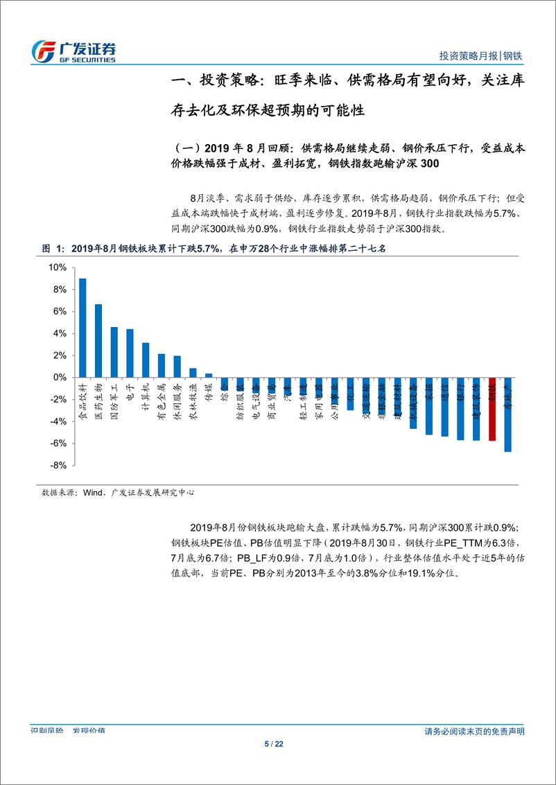 《钢铁行业2019年9月投资策略：旺季来临、供需格局有望向好，关注库存去化及环保超预期的可能性-20190901-广发证券-22页》 - 第6页预览图