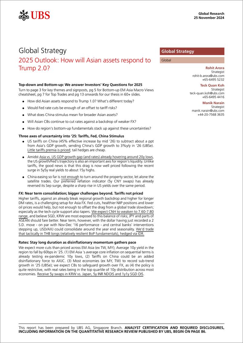 《UBS Equities-Global Strategy _2025 Outlook How will Asian assets respond...-111785781》 - 第1页预览图