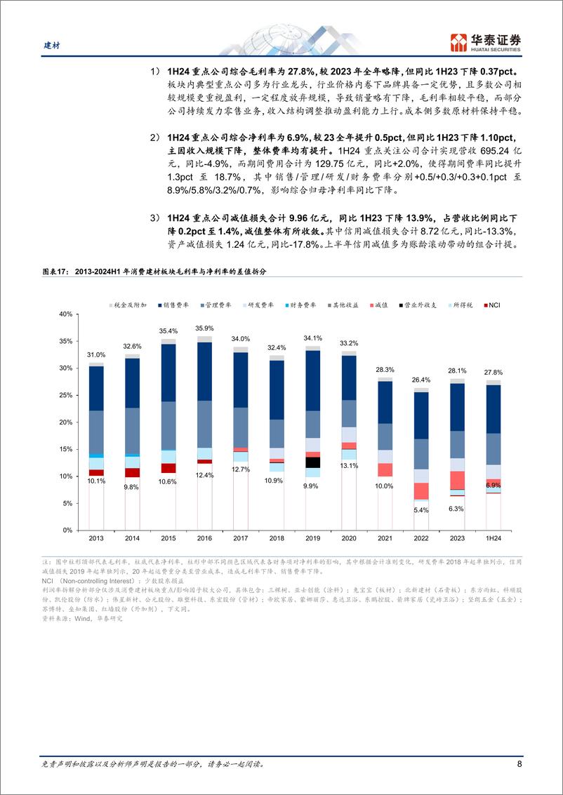 《建材行业：消费建材财报综述，竞争加剧待出清-240909-华泰证券-20页》 - 第8页预览图