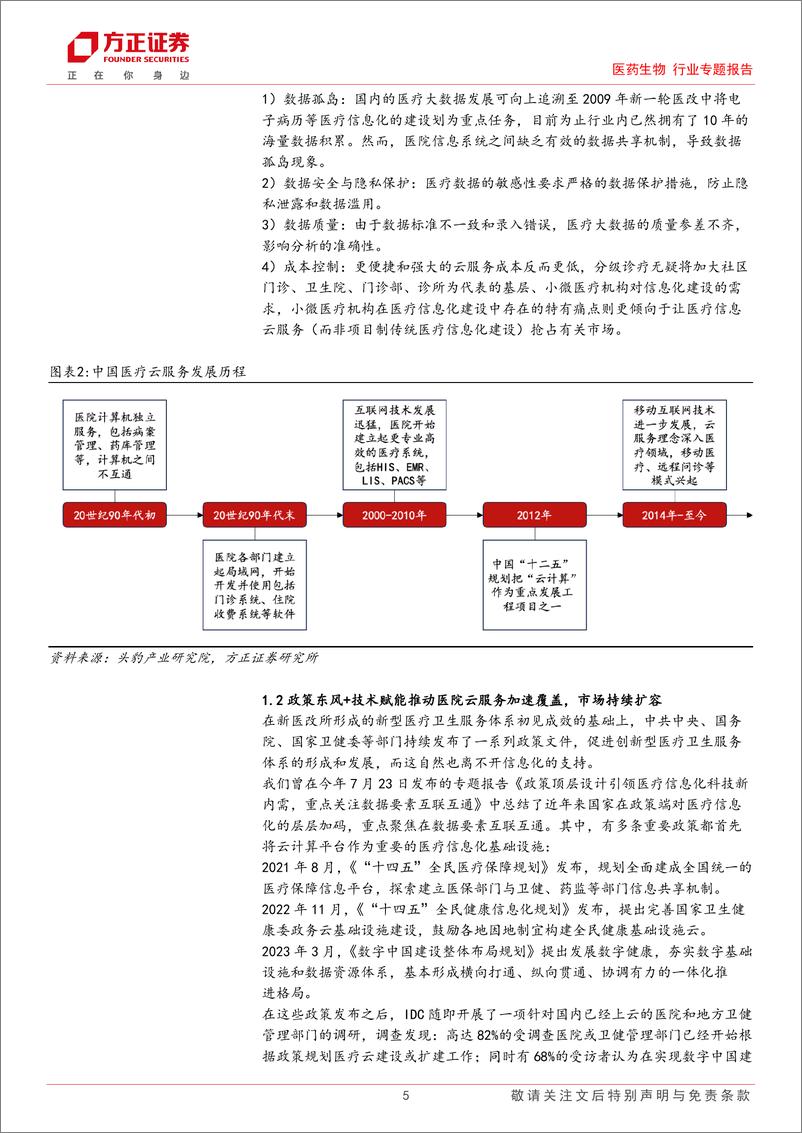 《医药生物行业医疗信息化专题报告(二)：医疗信息系统云化是智慧医疗大势所趋，专科云、云服务增量机遇凸显-240821-方正证券-15页》 - 第5页预览图