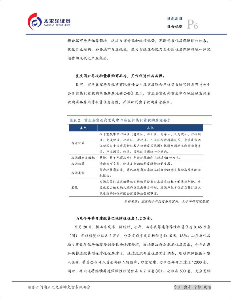 《三大工程与城投化债：重庆国企再次批量收储，首个保租房公募REITs扩募-240527-太平洋证券-16页》 - 第6页预览图